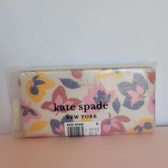 KATE SPADE Spencer Summer Flower Embossed Zip-around Continental Wallet- Cream ⭐ - Picture 16 of 16